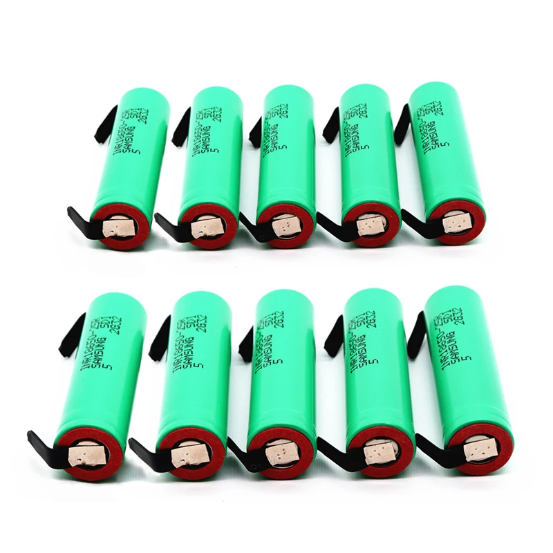 10PCS battery 4 шт., никель-кадмиевый аккумулятор 18650, перезаряжаемый аккумулятор 2500 мА/ч, аккумулятор INR 18650 25R, аккумулятор для электронной сигареты, аккумулятор 10000 мА/ч - Цвет: 10PCS battery