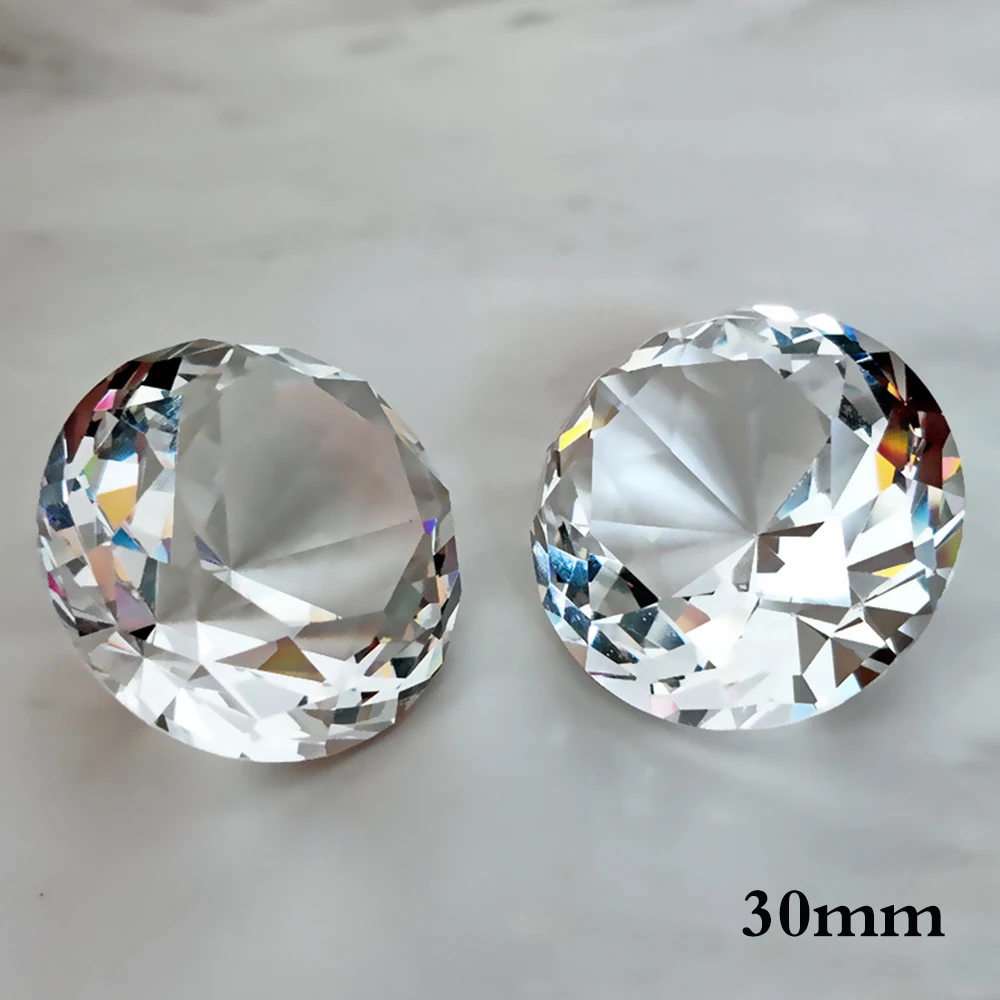 30mm Clear Crystal Diamond Shape Paperweight Gem Display Wedding Christmas Gift Ornament