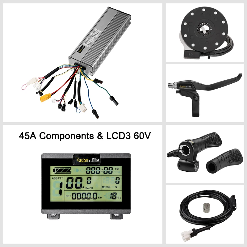 45A-Kit-LCD3-60V Pasion контроллер электровелосипеда 48 В бесщеточный 18 Mosfet DC контроллер синусоидальных колебаний Электрический велосипед 45A контроллер KT ЖК-дисплей компонент - Цвет: 45A-Kit-LCD3-60V