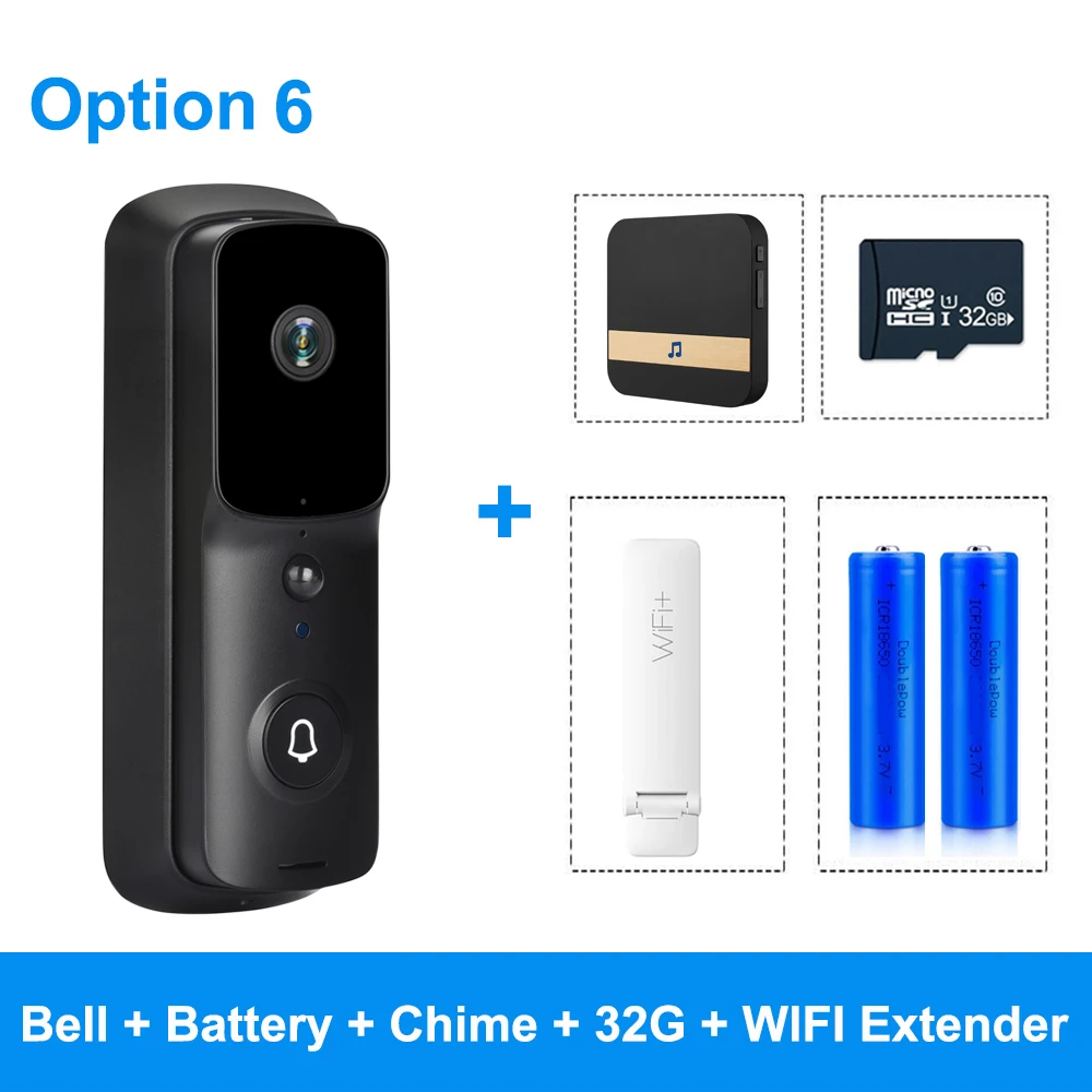 Option 6 ZILNK wifi дверной Звонок камера 1080P HD Смарт Wi-Fi видеодомофон IP дверной звонок с колокольчиком для квартиры беспроводной безопасности визуальный - Цвет: Option 6