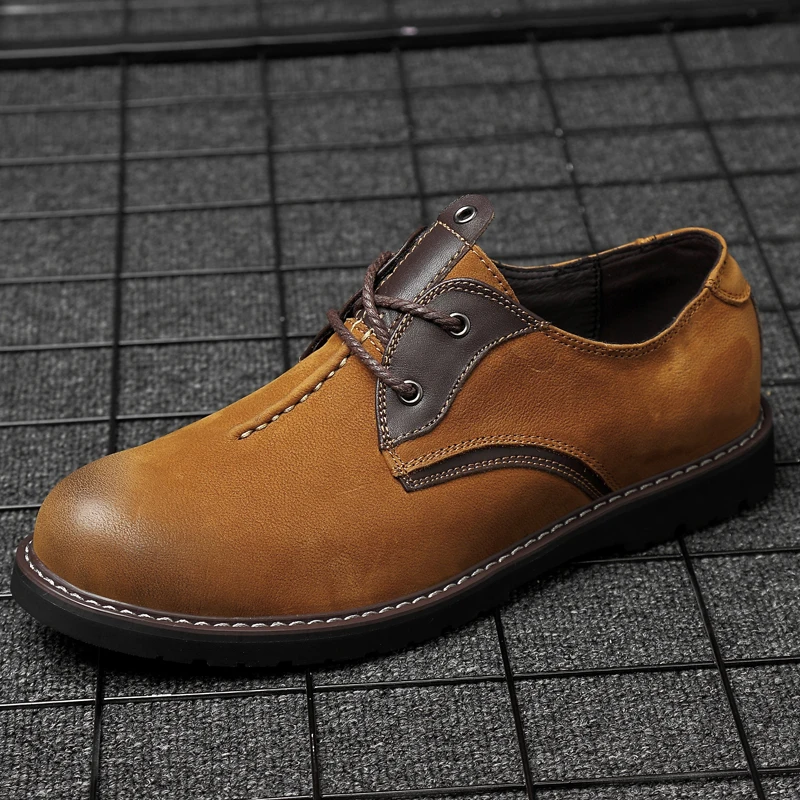 

Large Size 36-58 Genuine Leather First Grade Cow Leather Men Casual Shoes Fashion Male Lace Up Flats Breathable Shoes