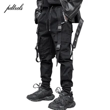 Новая мода большой карман карго Джоггеры мужские s брюки ленты хип хоп свободные уличные мужские брюки Pantalones Guo-Chao Tang
