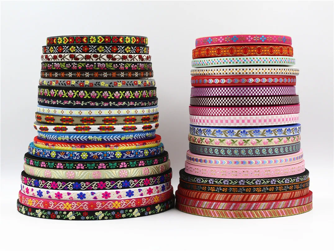 Ethnic Floral Jacquard Ribbon Lace Trim For Wedding DIY Clothes Bag 5 Yards