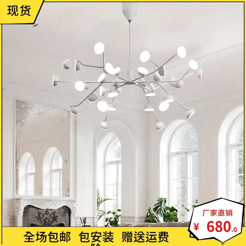 

A Room A Chandelier Post Modern Originality Bedroom Room Lamp Northern Europe Concise White Arts Strip Restaurant A