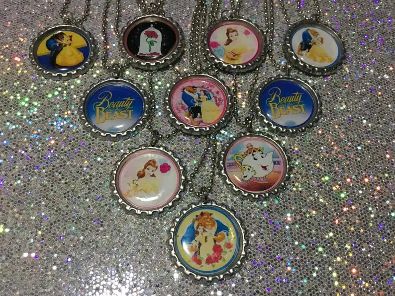 Красавица и Чудовище Бель вечерние ожерелья Bottlecap 10 крышка бутылки BT004 | Украшения