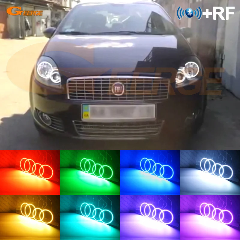 

For Fiat Linea 2007-2015 Excellent Angel Eyes kit Multi-Color Ultrabright RGB LED Angel Eyes Halo Rings