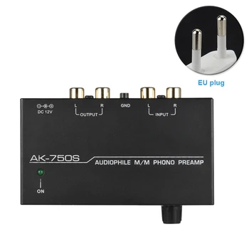 

With Level Controls Electronic Home Preamplifier Portable Low Noise Phono Preamp Input Output Stereo Audio Black Turntable Metal