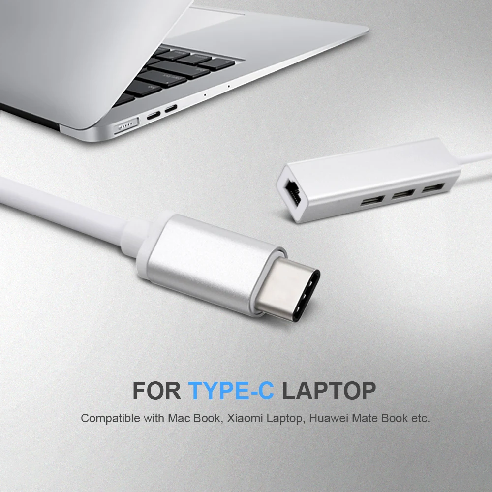 USB 2,0 type-C 3 порта концентратор Быстрый Ethernet адаптер RJ45 100 Мбит/с сетевой карты расширения конвертер