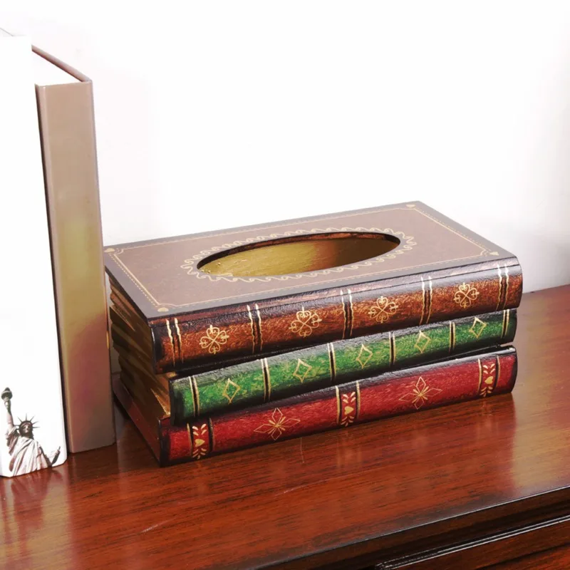 Креативная книга форма коробка для салфеток Ретро стильная тканевая коробка Роскошная шкатулка Европа Retangle держатель для салфеток Кольцо коробка для хранения салфеток