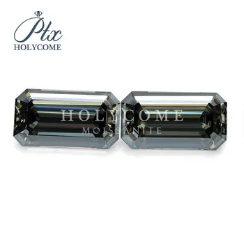 

Long Green Color Moissanite Diamond Emerald Cut 6*11MM Moissanite Stones
