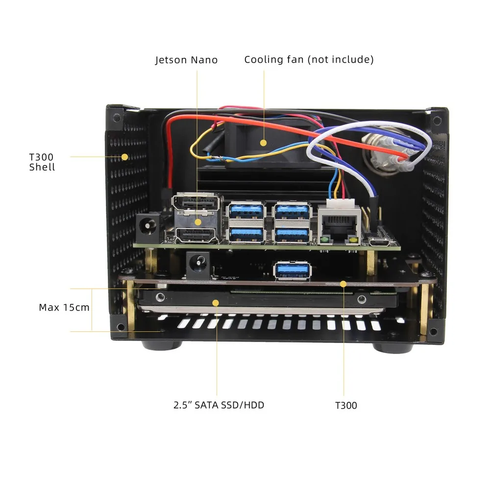  Carcasa metálica NVIDIA Jetson Nano T300 con interruptor de Control de encendido y reinicio para Je