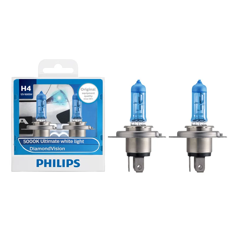 Philips H4 9003 12V 60/55W P43t Diamond Vision 5000K супер белый галогенный светильник Hi/lo луч автомобильный головной светильник 12342DVS2, пара