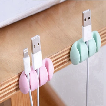 

2Pcs/set Cable Organizer Silicone USB Data Cable Winder Wire Cable Management Clips Cable Holder For Office Storage Desktop Tidy