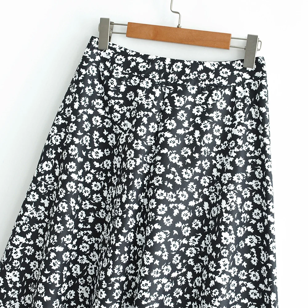 Женская юбка средней длины А силуэта с высокой талией и принтом в европейском