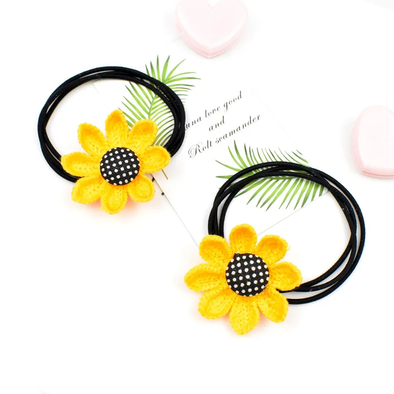 1/2/3 Pcs Sunflower Hair Tie Fabric Sunflower High Elastic Rubber Band Hair Tie Hair Hair Accessories hairclips