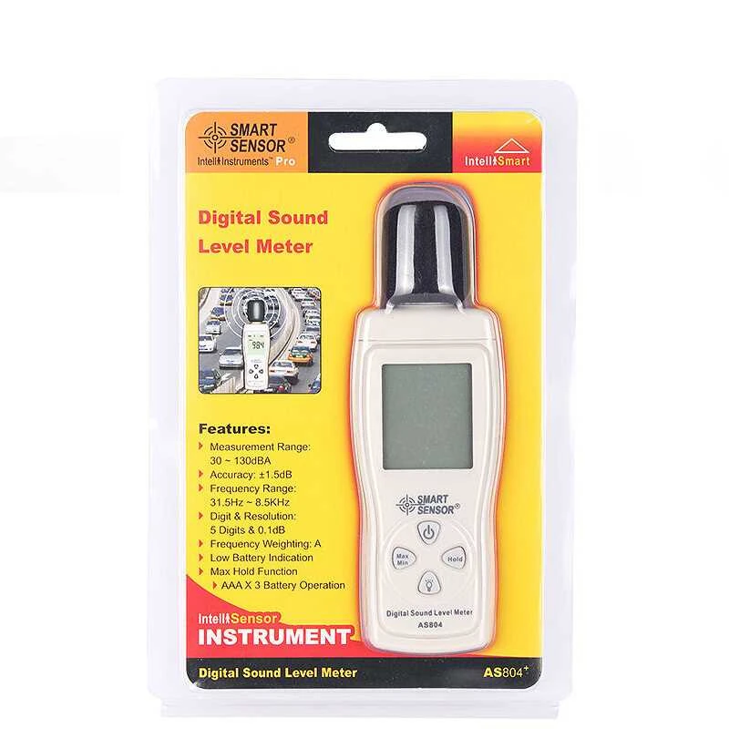Yunnyp AS804 Noise Meter Ships Without Battery,SMART SENSOR AS804 Digital Sound Level Meter Testing Monitor 30-130dBA