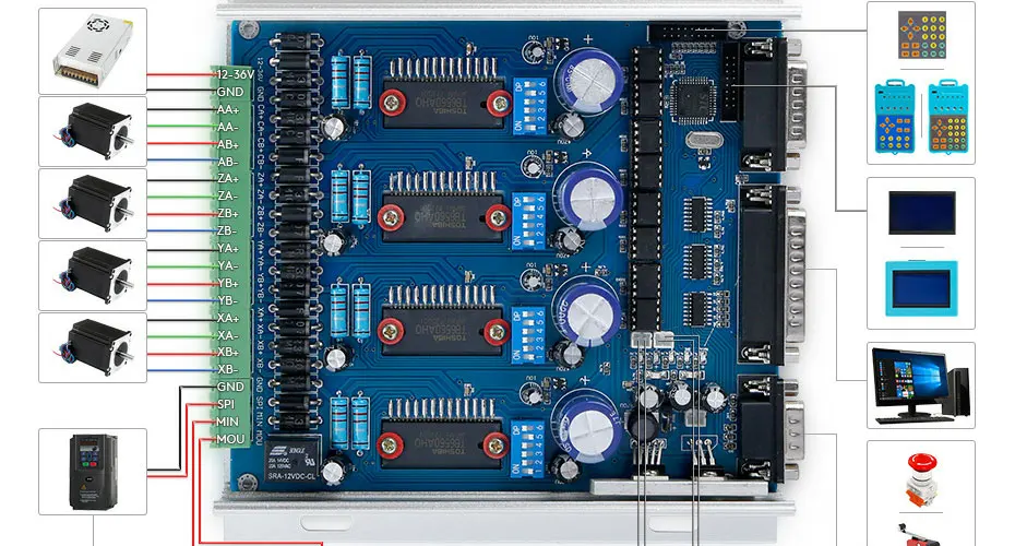 ENGMATE 4 шаговый двигатель TB6560 драйвер HB Nema23 278oz-in мотор 24V блок питания для "сделай сам"