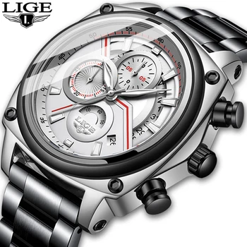 

2020 LIGE Men Watch Sport Stainless Steel Analog Quartz Wristwatch Multifunction Chronograph Date Clock Relojes Masculino Hombre