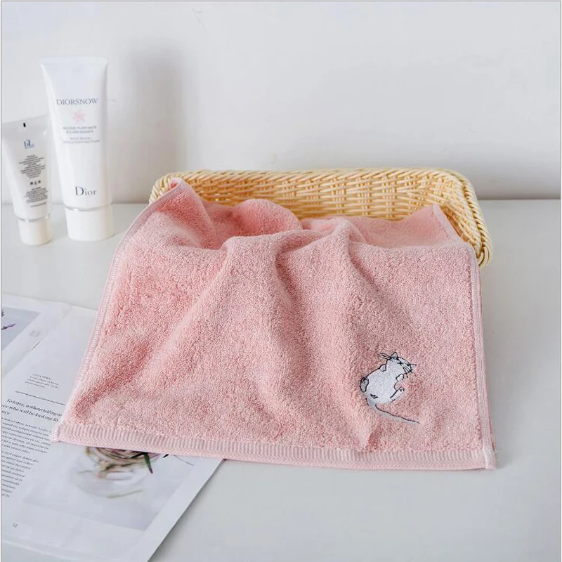 Pink cat Чистое хлопковое парное полотенце креативное банное полотенце месяц Созвездие свежее искусство отель Подарочное полотенце - Цвет: Pink cat