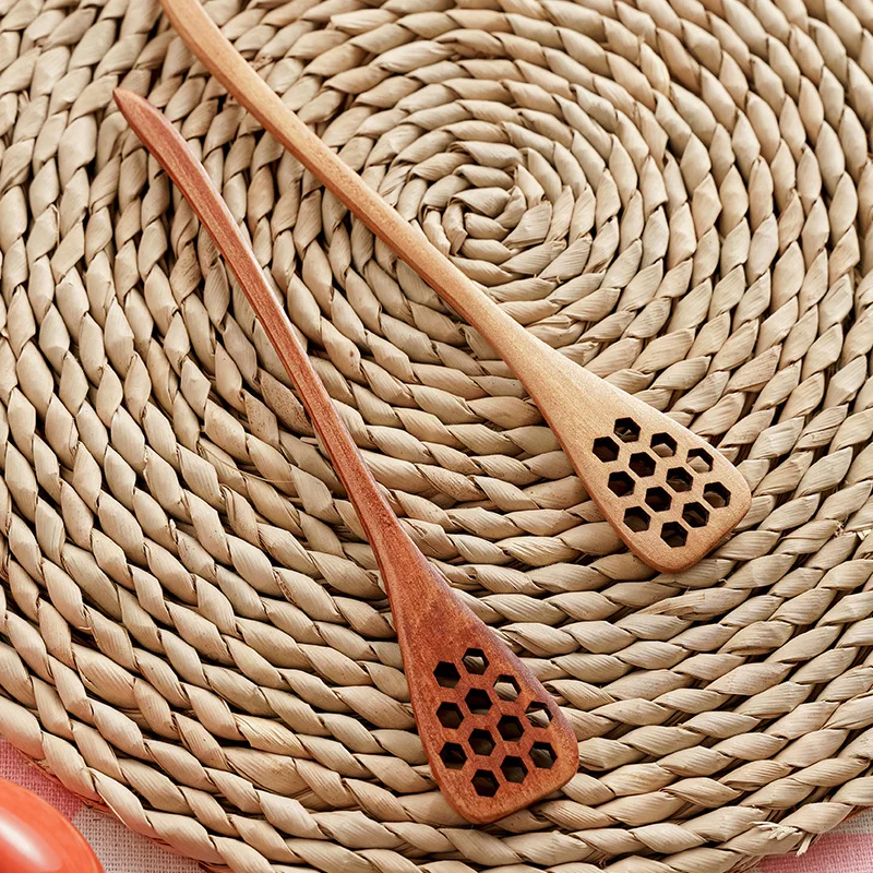 Wooden Spoon Mixing Rice Salad Spoon Long Handle Dessert Condiment Sugar Salt Spice Tableware Kitchen Tools 1 Piece