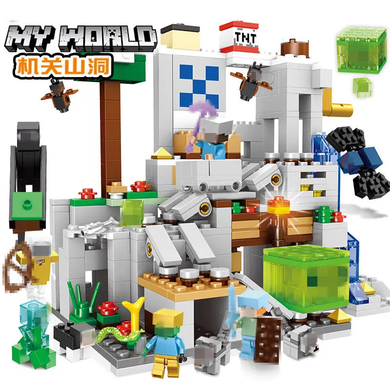 

600PCS My World Minecraftedsl Building Blocks Machine Mountain Cave Mini Figures Toys Legoinglys Kids Christmas Gift