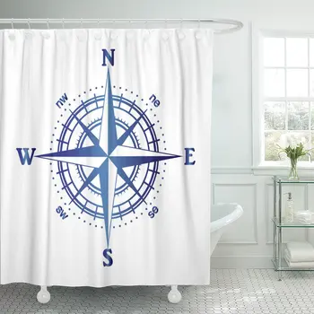 

Cartography of Compass Rose Map Adventure Aiming Black Degree Shower Curtains Waterproof Polyester Fabric 60 x 72 inches with Ho
