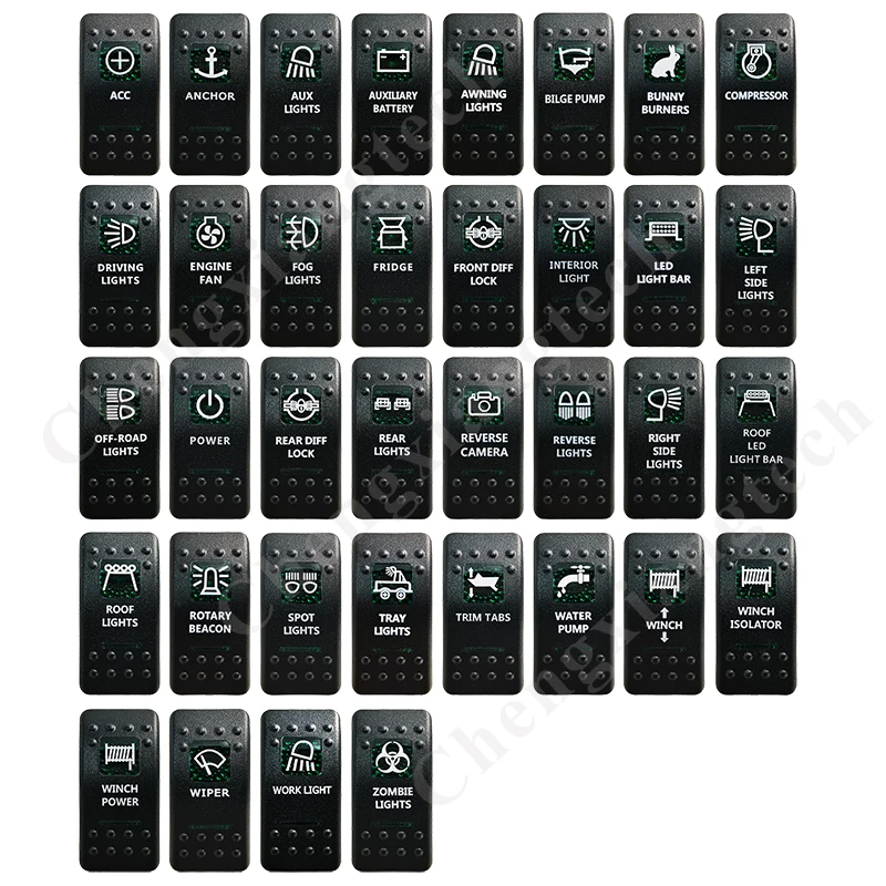 NightIlluminationSwitchButtonCapGreenforCarBoatRockerSwitch