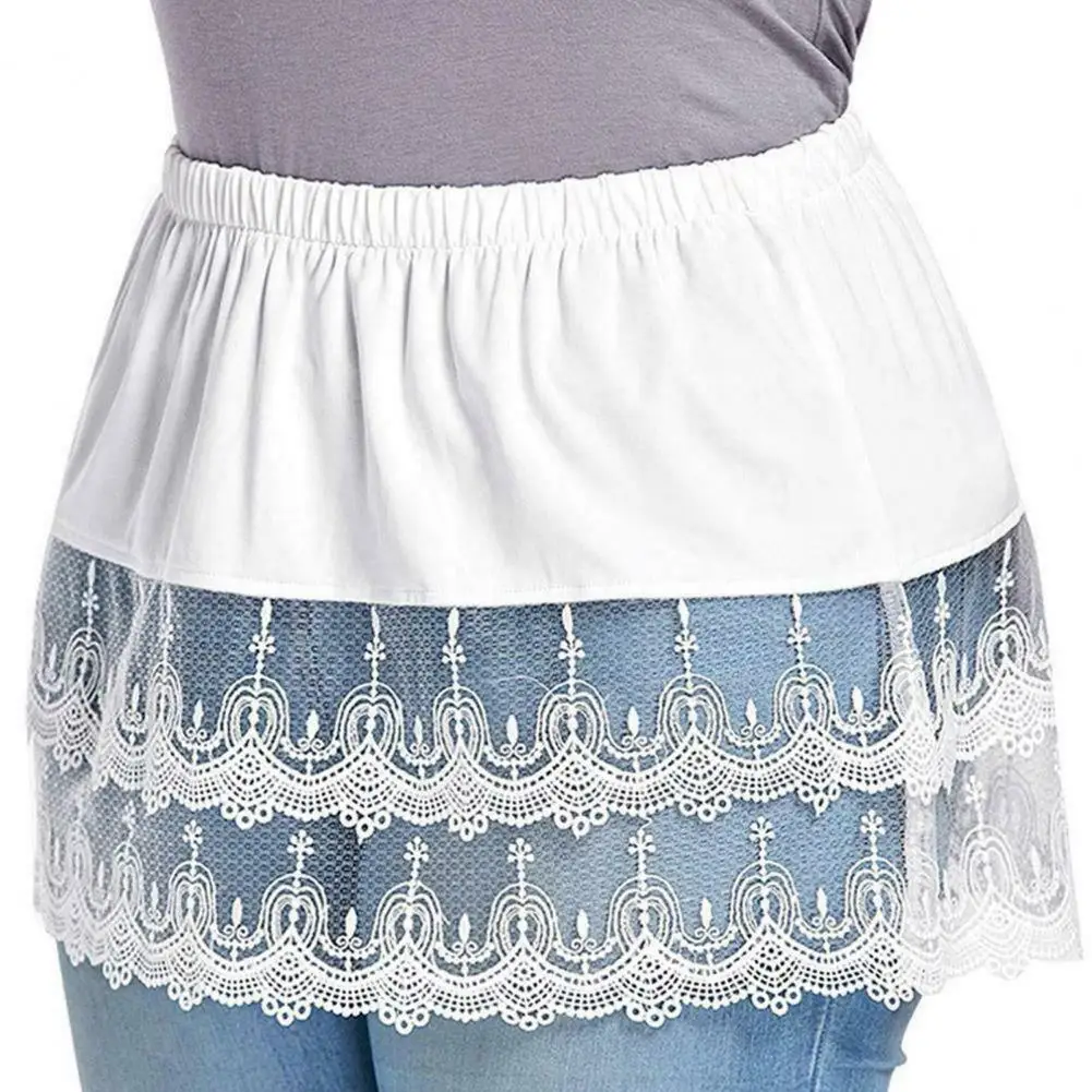 Women Short Petticoat Mini Skirt Shirt Extender Lace Hollow Stitching Sweater Clothing Black White Wedding Dress Accessories