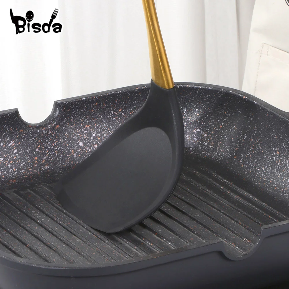 1-7PCS Cooking Tools Set Soup Scoop Slotted Spoon Turner Ladle Stainless Steel Silicone Head Hanging Kitchen Server Pot