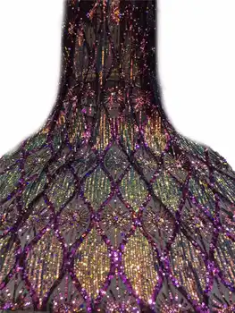 

factory offers 2019 latest lace fabric high quality African Embroidered lace sequince lace fabric for Wedding Dresses Winn875h