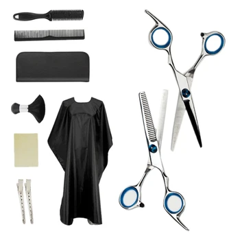 

10Pcs Hair Cutting Scissors Set, with Thinning Scissors, Comb, Cape, Clips, Hairdressing Shears Set for Barber, Salon