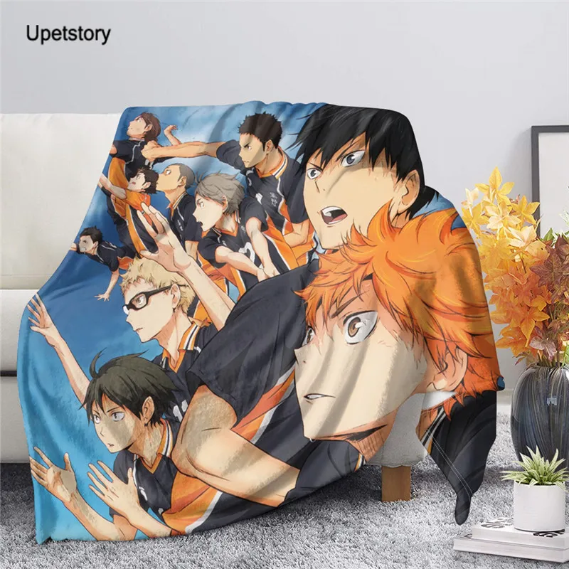 

Upetstory Japanese Anime Haikyuu Karasuno Printed Fleece Blankets for Boys Girls Kids Gift Couch Bed Blanket Soft Thin Quilt