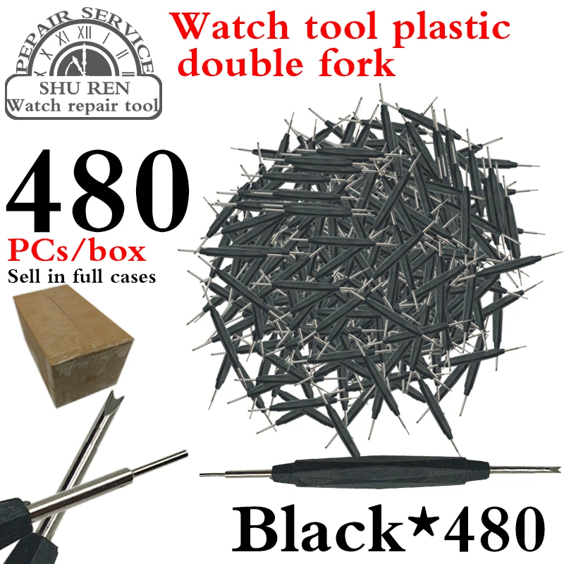 480 PCs box Watch tools double headed ear generating batch ear generating fork watch strap adjuster 2