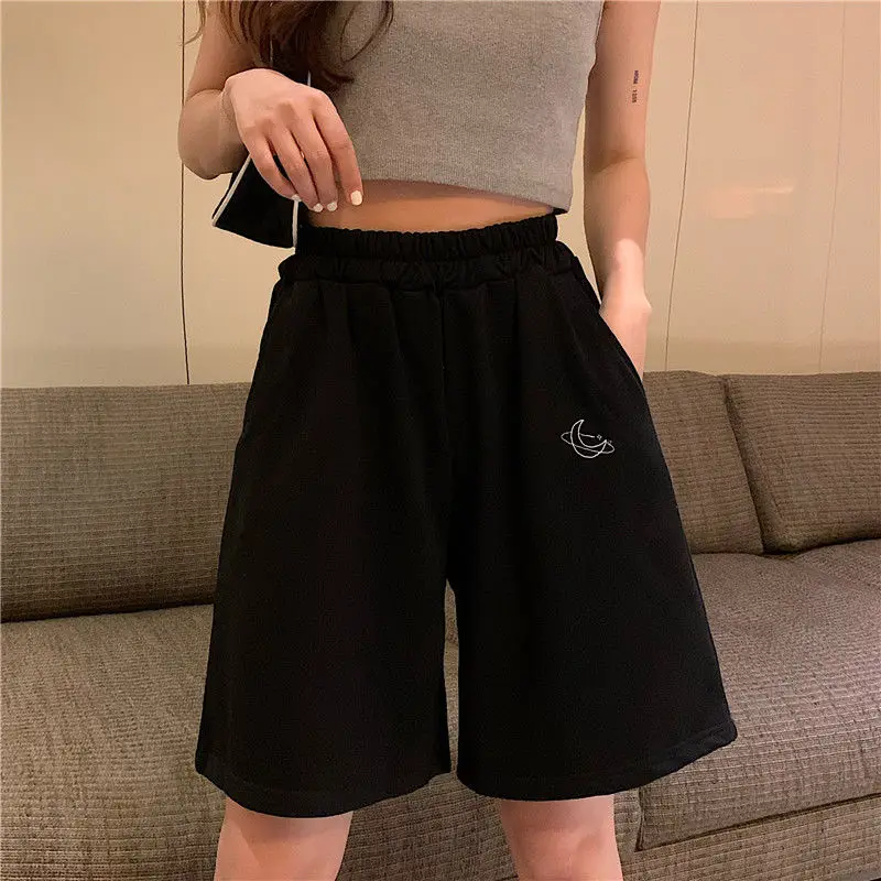 paperbag shorts Shorts Women Embroidery Elasticity Lovely Girls Korean Style Sweet Students Harajuku Colorful Simple Oversize Trousers Female swimming shorts