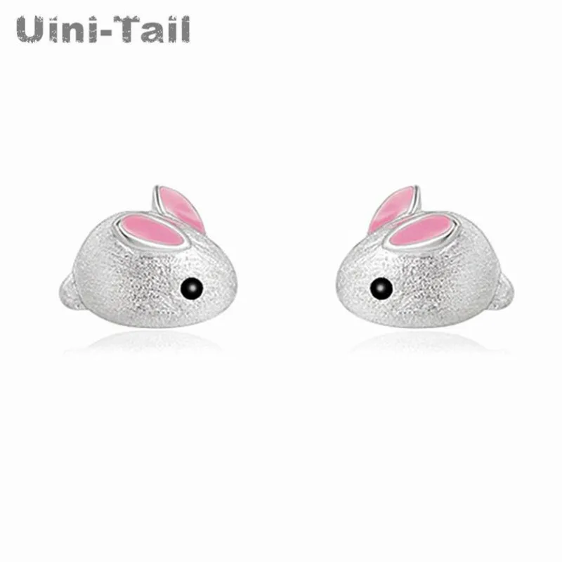 Uini Tail горячая Распродажа новые милые сережки с розовым и белым кроличьими ушками