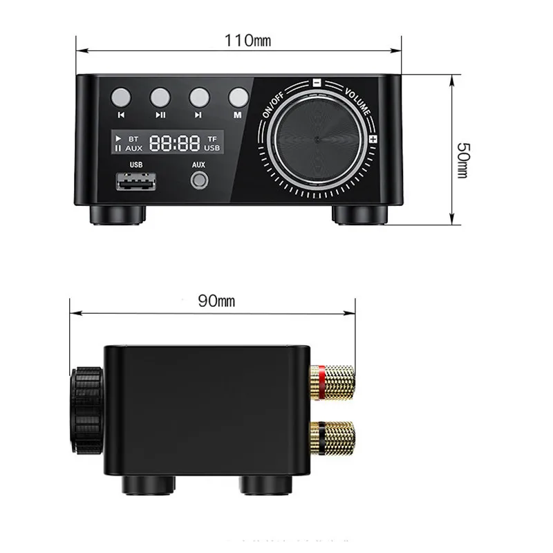50Wx2 TPA3116 bluetooth усилитель стерео цифровой усилитель мощности поддержка AUX TF U диск MP3 плеер динамик домашний аудио