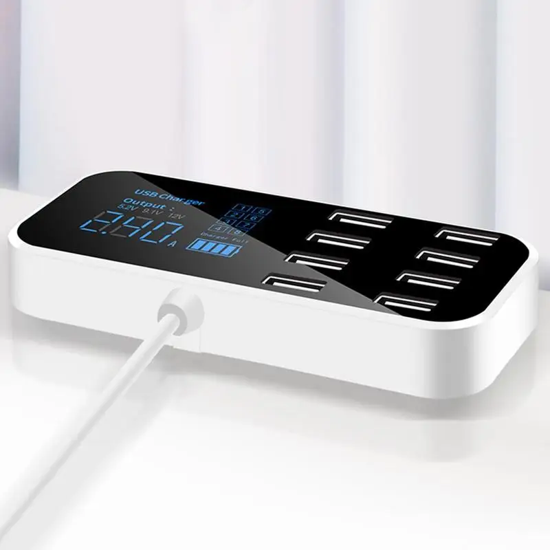8 Port USB Charger HUB QC 3.0 Quick Charger with LCD Phone Station USB 3.0 Display For Mobile Multiple Charging Dock Voltage