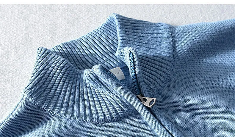 men's round neck sweaters Autumn Winter Flag Patch 2021 New Men's Sweaters 100%Cotton Full Casual Mock Neck Half Zip Fit Pullover Sweaters Tops 8504 mens cable knit sweater