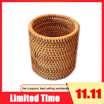 

Rattan Chopsticks Tube Shovel Spoons Bucket Dinner Knives Forks Tableware Storage Box Home Storage Baskets Organizer A
