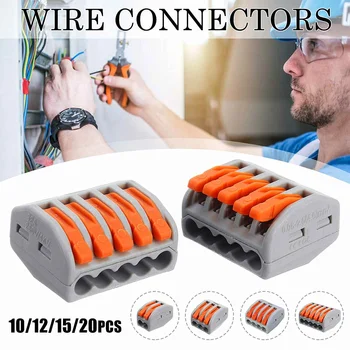 

20/15/12/10PCS PCT-212/213/214/215 2/3/4/5P Terminal Block Connectors 0.08-2.5mm Mini Wire Connector Conductor Threader Splitter
