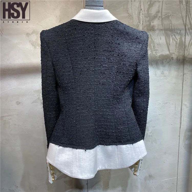 【HSY】2020 весна новые женские кованые ткани сшитые поддельные из двух частей твид