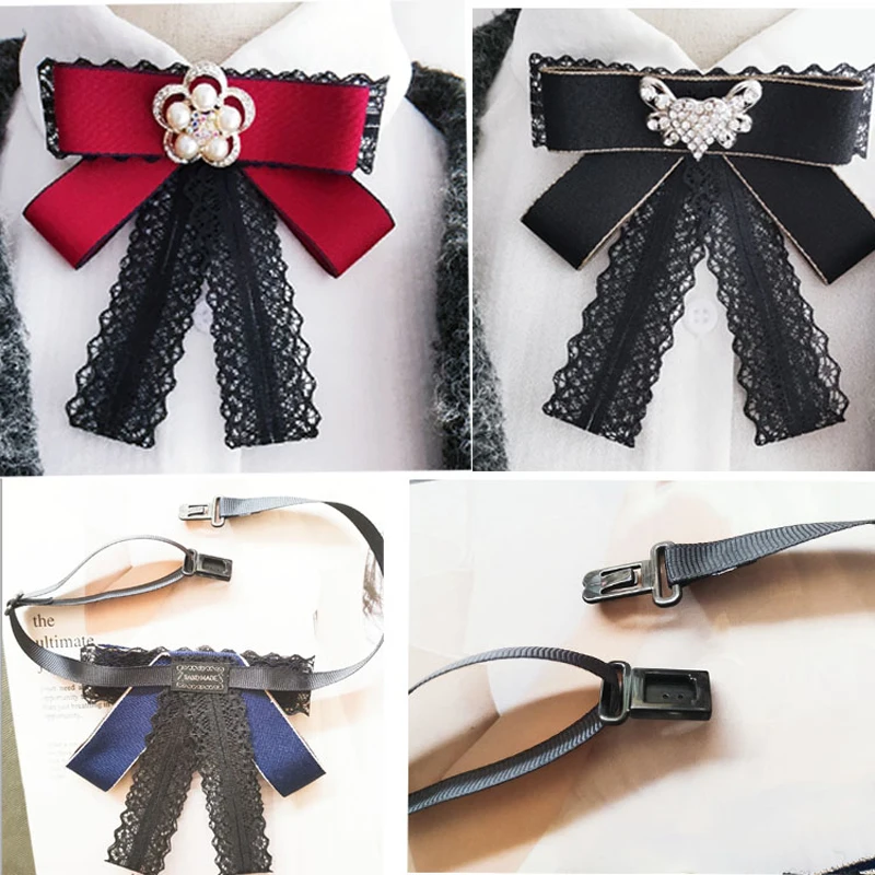 Черный кружевной галстук-бабочка для свадебной вечеринки; элегантный галстук-бабочка для девочек; многоцелевой галстук-бабочка для шеи; модный галстук-бабочка; женские аксессуары для рубашек