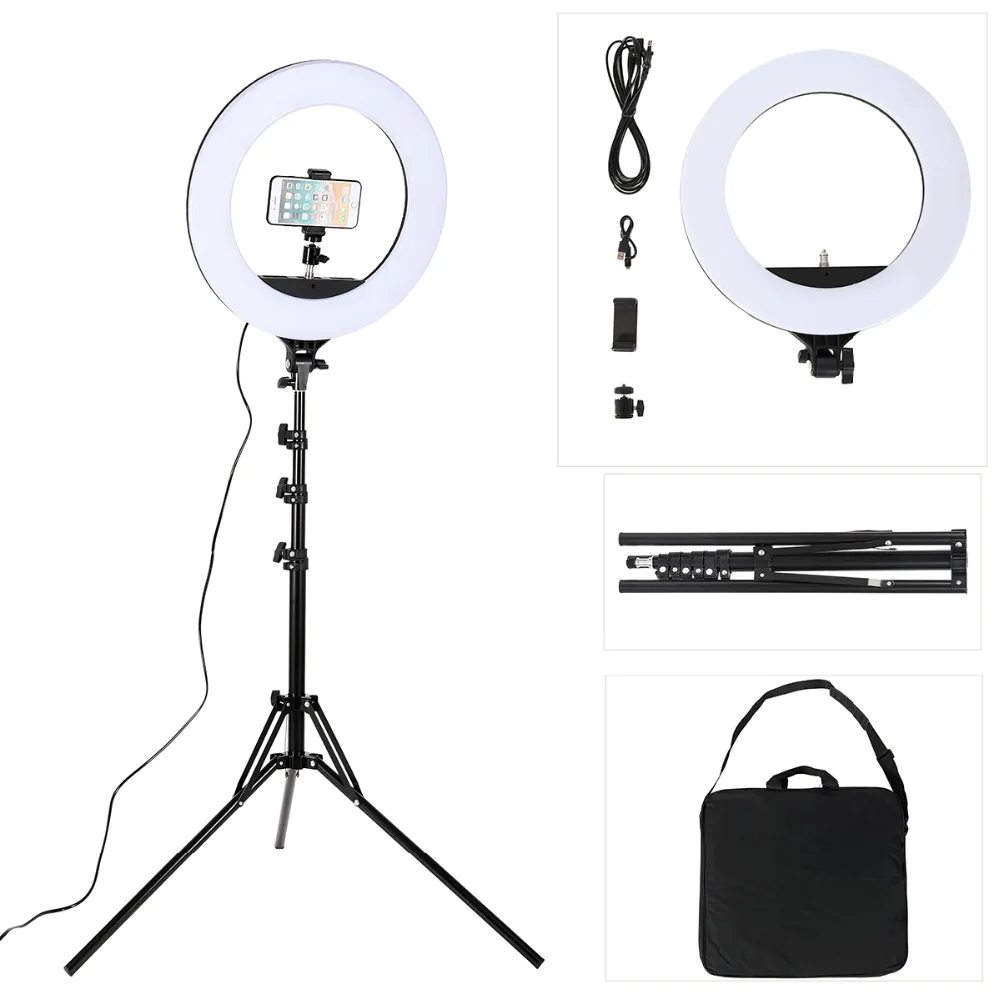 

18 Inch Photo Studio lighting LED Ring Light 480PCS Bulbs 3200-5600k Photography Dimmable Ring Lamp With Tripod for Video,Makeup