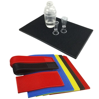 

Bar Thicken PVC Bar Mat rubber Pad Black Anti-slip Coaster Beer Bar Service Spill Mat For Table Water Proof Mats Kitchen Tool