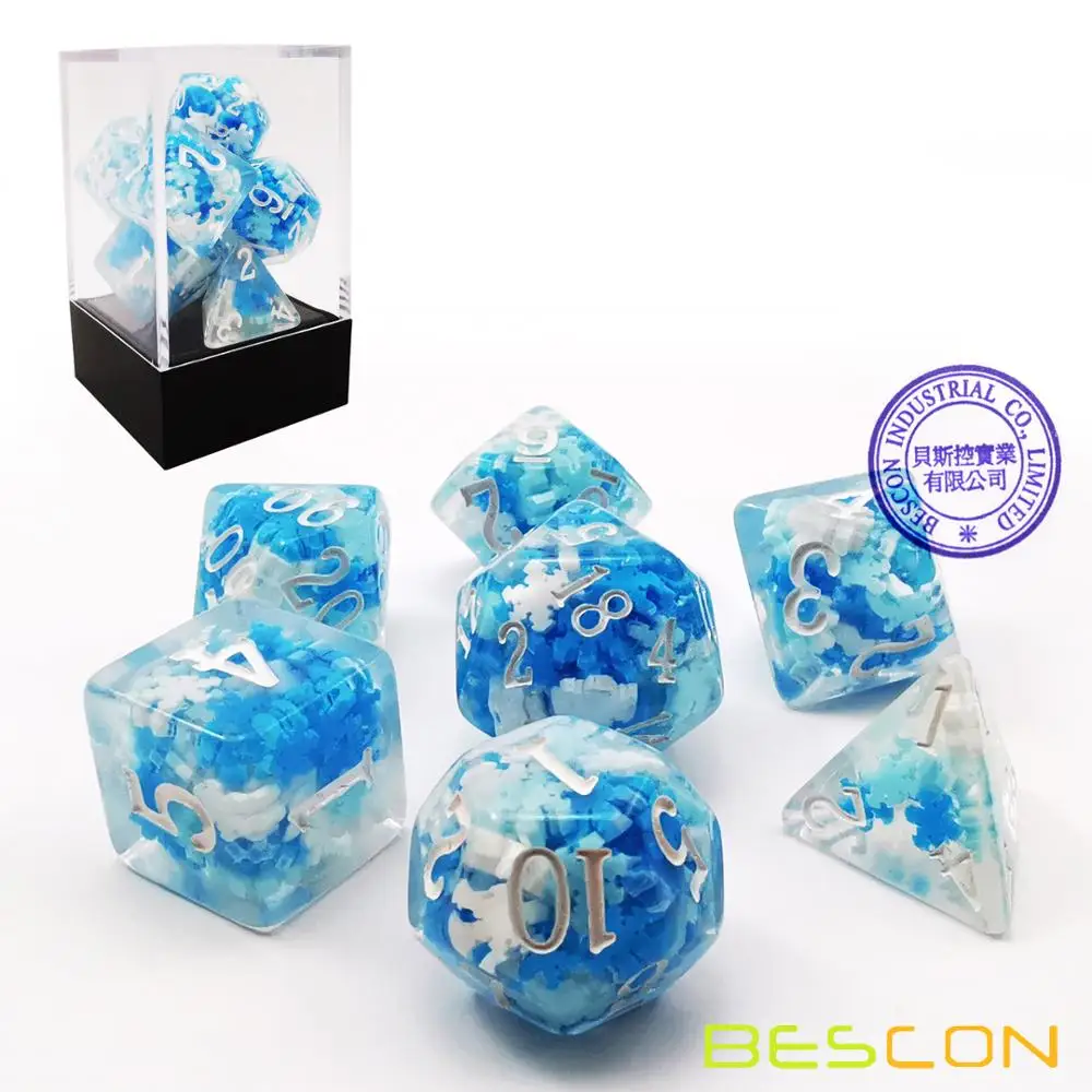 Bescon Snowflake Polyhedral Dice Set, Snowflake Poly RPG Dice set of 7 6