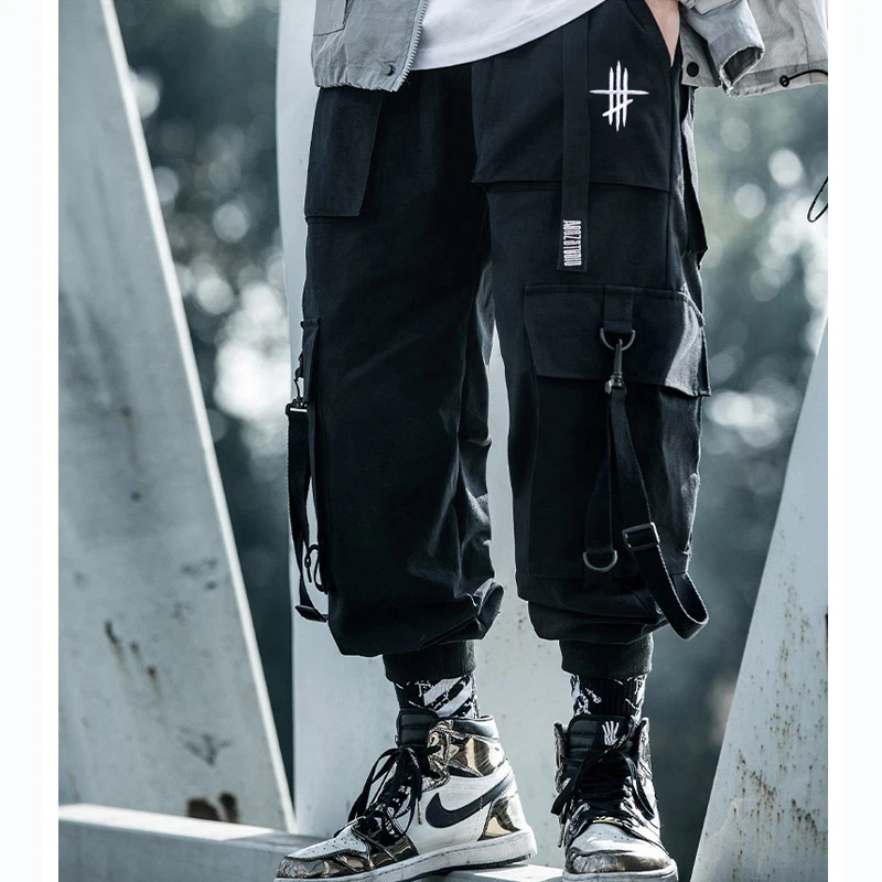 11 BYBB'S DARK Cargo Pants Men Hip Hop Tactics Joggers Trousers Elastic Waist Ribbon Fahsion Harajuku Streetwear Pant Male WB579 2
