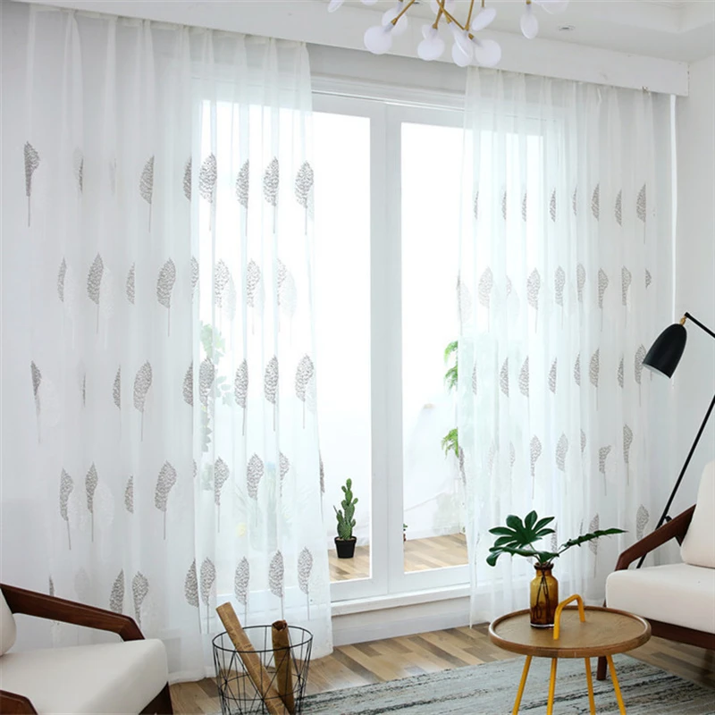 Белые тюлевые шторы с вышивкой для гостиной спальни оконные прозрачные серыми