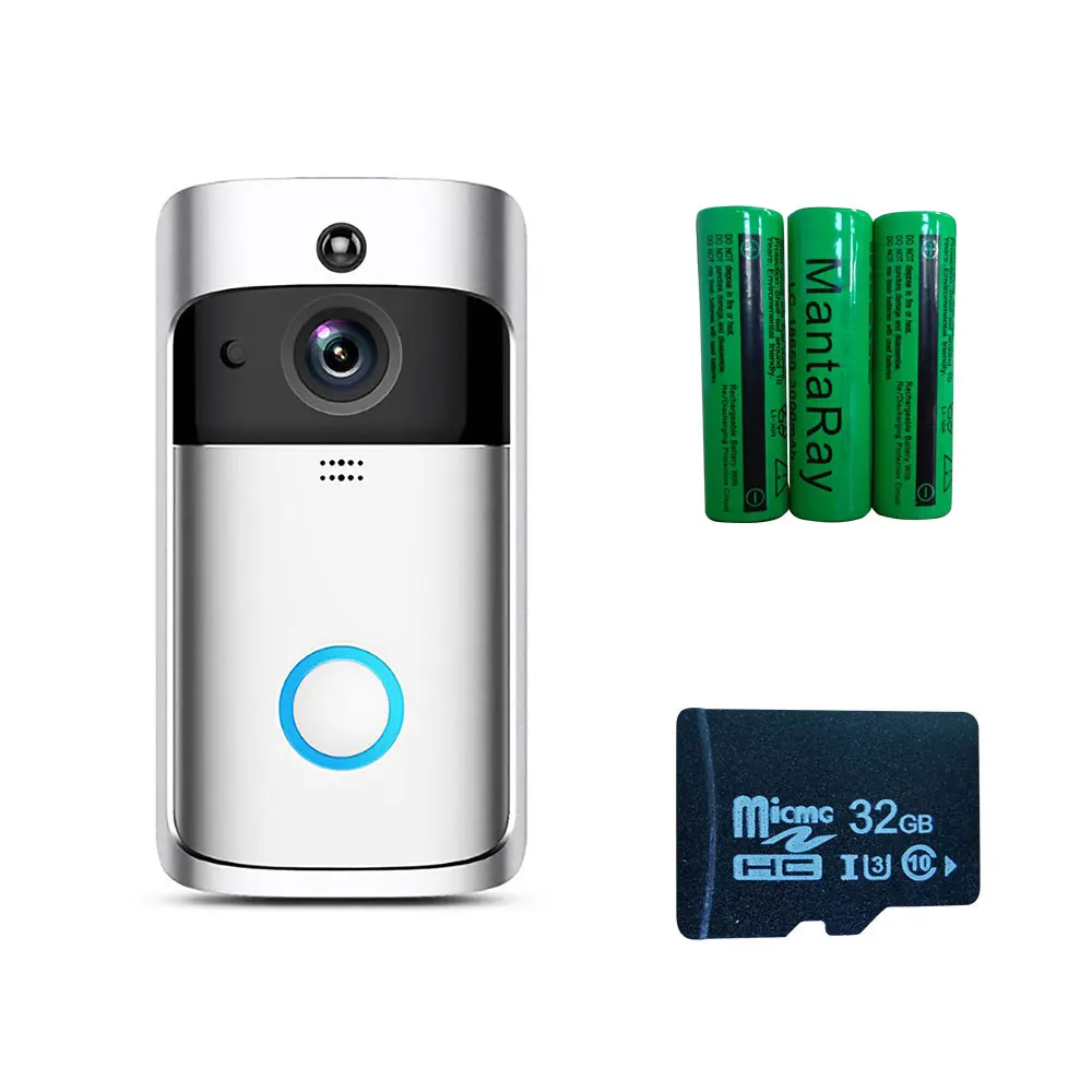 with 32G 3 batteries Wifi камера дверной звонок, 3 батареи Смарт ip-камера обнаружения движения ночного видения двухсторонняя аудио домашняя камера безопасности дверной звонок D001 - Цвет: with 32G 3 batteries