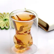 Кружка стеклянная спиртная мышечная пивная бокал красное вино бокал двойной стеклянный водяной бар домашний бар нечетная форма бокал для вина мускулистое стекло 180 мл