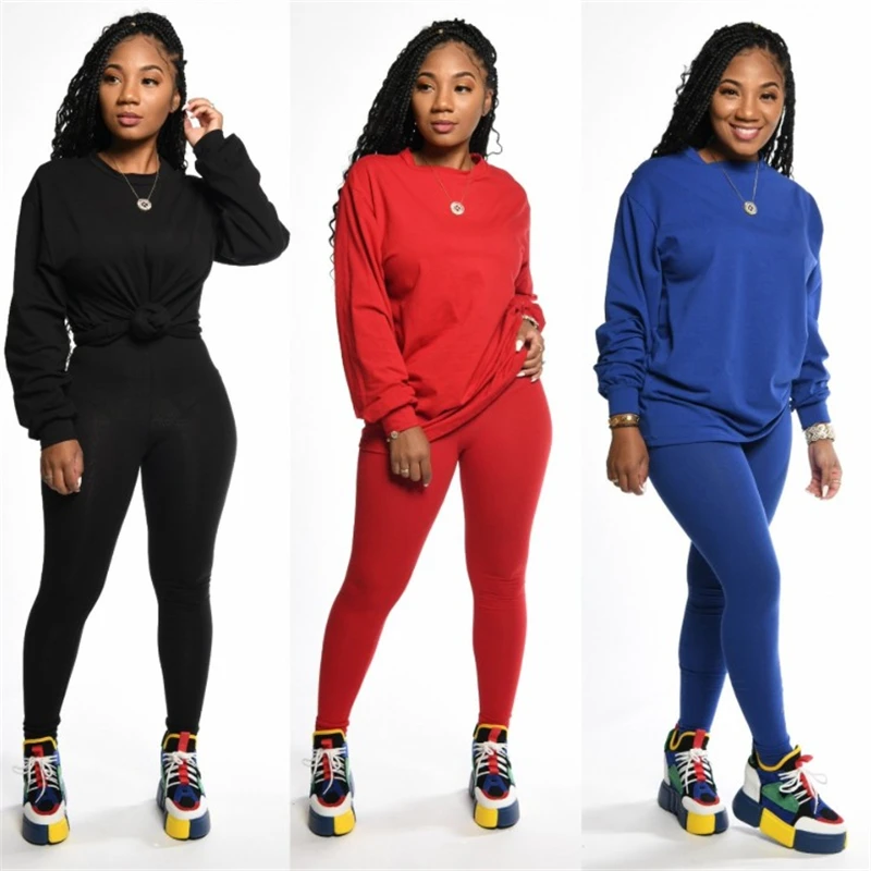 

New Fashion Q365 European and American women's f.e.e letter new explosive long-sleeved top sports suit two-piece set